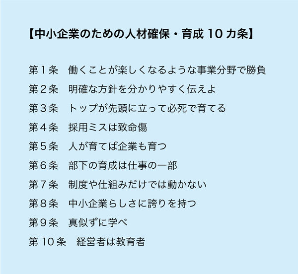 中小企業における人材確保・育成10カ条