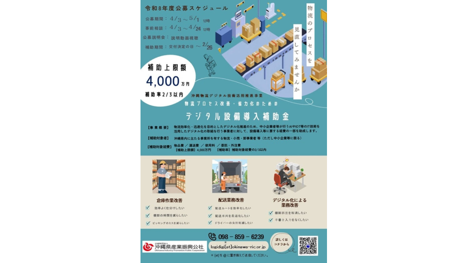 【公募】物流デジタル設備導入補助金のご案内（5/1正午締切）のチラシ画像