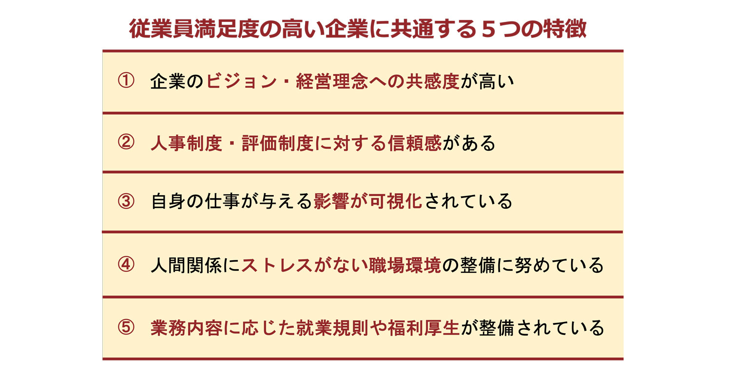 従業員満足度の高い企業に共通する5つの特徴