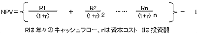 正味現在価値法による投資価値の算出式