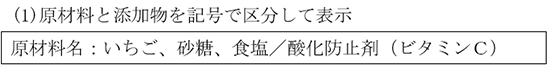 原材料と添加物を記号で区分して表示