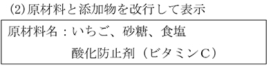 原材料と添加物を改行して表示