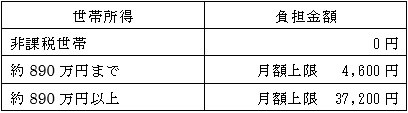 利用者の支払い実費の表