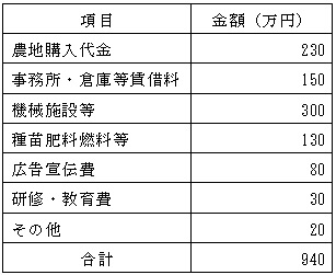 必要資金例の表